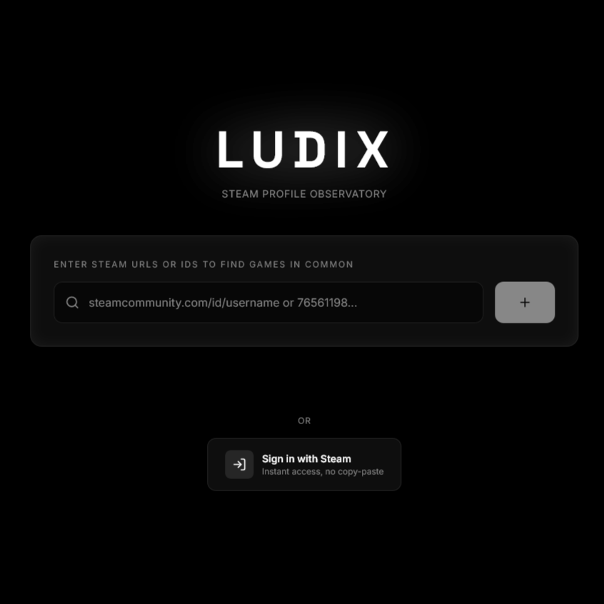 LUDIX Steam Profile Observatory App Interface